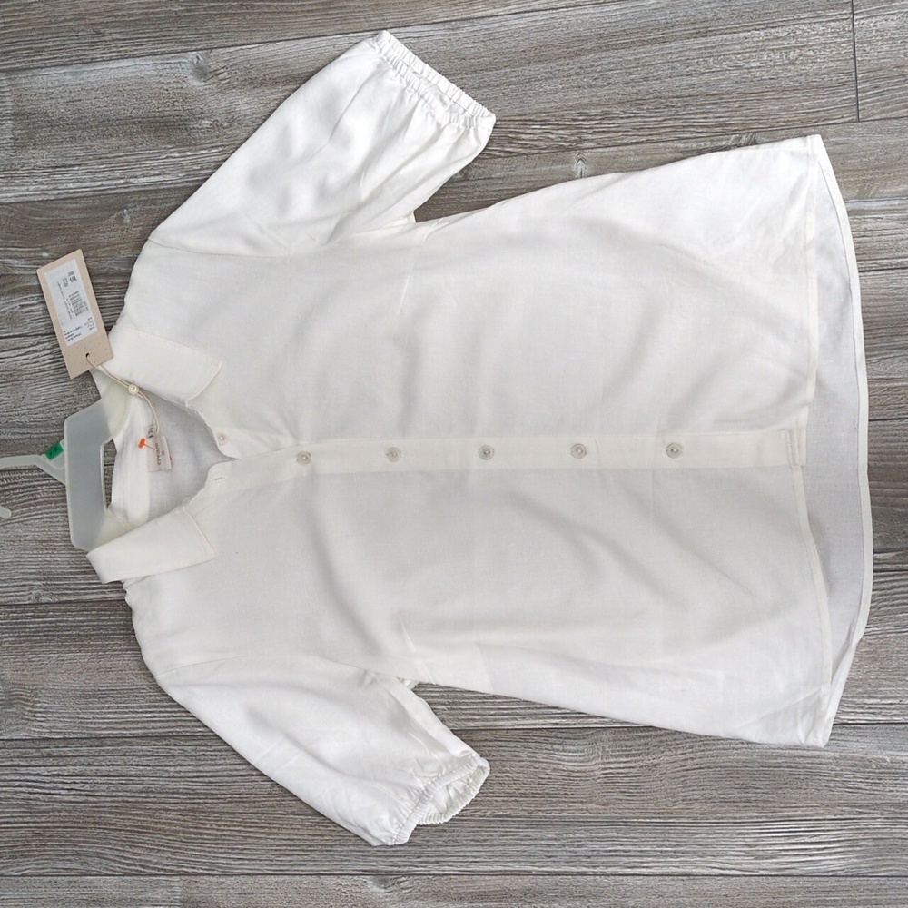 CREAM Off White Venta Button Down Linen Shirt XS NWT